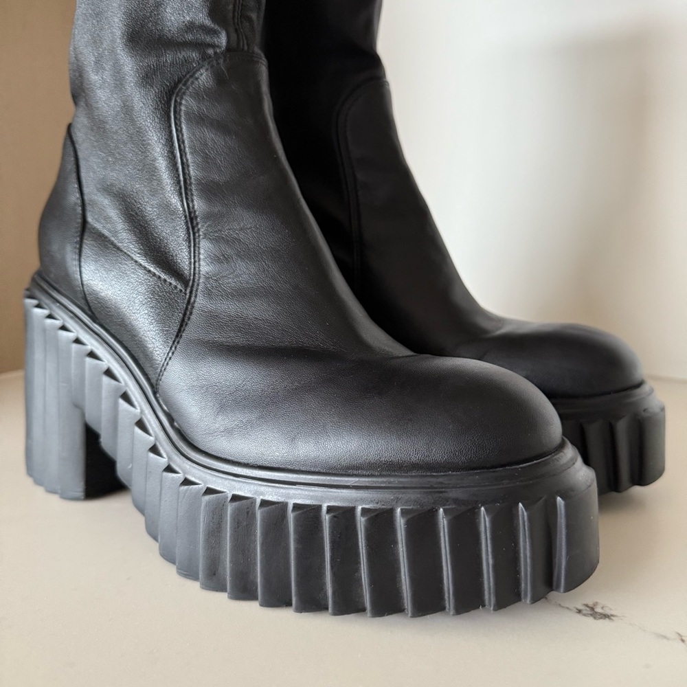 AGL Tiggy pull-on black stretch leather platform boots, 10 - Picture 12 of 17